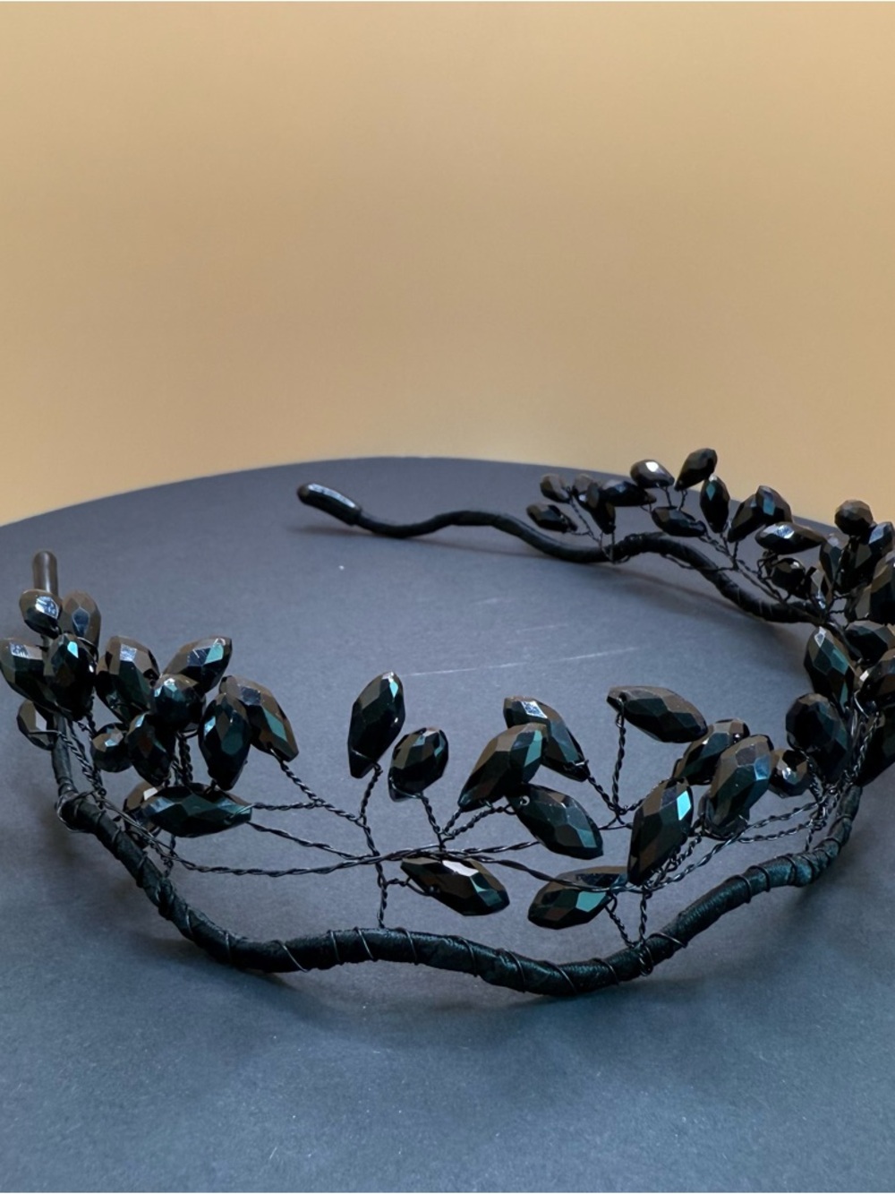 Black Crystal Branch Headband for Women